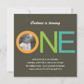 おもしろいトゥビーワンフォト誕生日招待状-青 招待状 (正面)