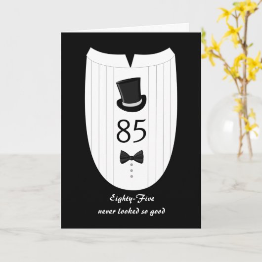 おもしろいトップハット85フォーマル番誕生日グリーティングカード カード (黄色い花)