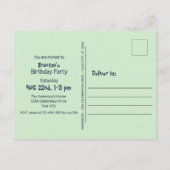 おもしろいトドラーボーイズTレックス誕生日招待状 インビテーションポストカード (裏面)