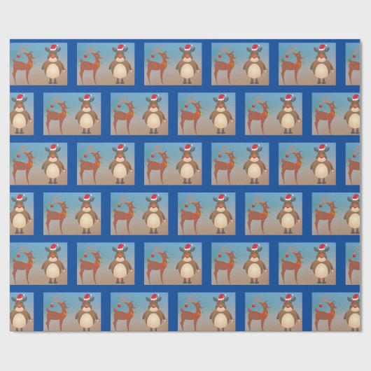 おもしろいトナカイがデコレーションクリスマスをチェックアウト ラッピングペーパー (フラット)