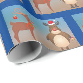 おもしろいトナカイがデコレーションクリスマスをチェックアウト ラッピングペーパー (ロールコーナー)