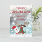 おもしろいトナカイのサンタのクリスマス企業のパーティー 招待状 (スタンド正面)