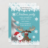 おもしろいトナカイのサンタのクリスマス企業のパーティー 招待状 (正面/裏面)