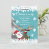 おもしろいトナカイのサンタ クリスマス 社内パーティー 招待状 (スタンド正面)