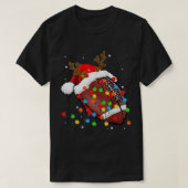 おもしろいトナカイのサンタ・ハット・クリスマス・ウィンター Tシャツ (デザイン正面)