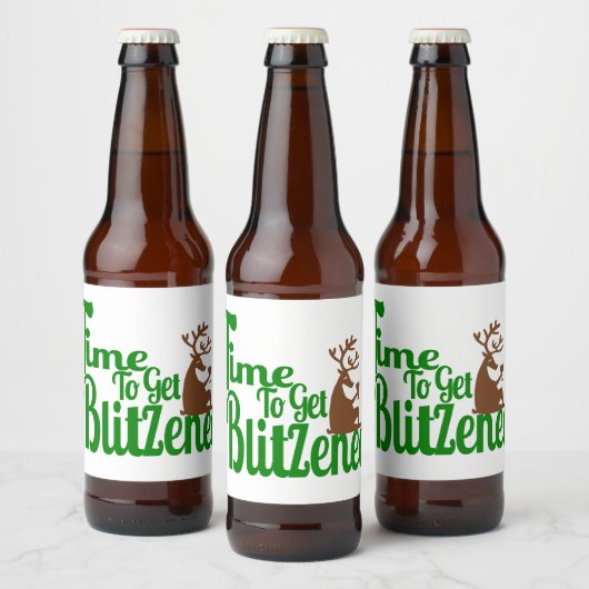 おもしろいトナカイのホリデーパーティー ビールラベル (ボトル)