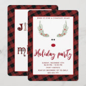 おもしろいトナカイの休日パ企業のーティー 招待状 (正面/裏面)