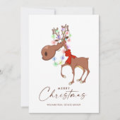 おもしろいトナカイの楽しいクリスマスの企業への挨 シーズンカード (正面)