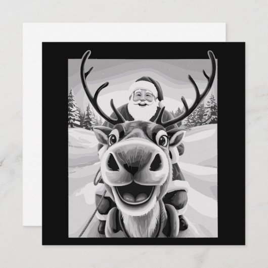 おもしろいトナカイの自撮りクリスマスサンタ シーズンカード (正面/裏面)