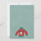 おもしろいトナカイの醜いセータークリスマスイラストレーション 招待状 (裏面)