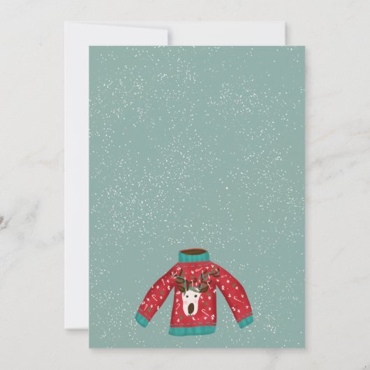 おもしろいトナカイの醜いセータークリスマスイラストレーション 招待状 (裏面)