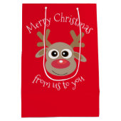 おもしろいトナカイ漫画レッドクリスマス ミディアムペーパーバッグ (裏面)