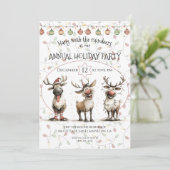 おもしろいトナカイ電球の年次休暇パーティー 招待状 (スタンド正面)