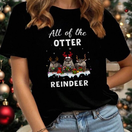 おもしろいトナカイ オッター クリスマス Tシャツ