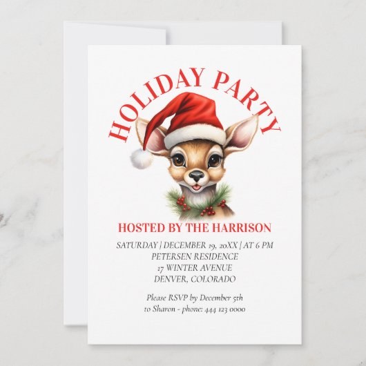 おもしろいトナカイ 招待状 (正面)