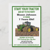 おもしろいトラクター誕生日キッズファーム機器イエロー 招待状 (正面)