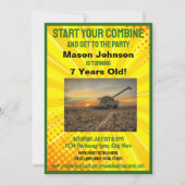 おもしろいトラクター誕生日キッズファーム機器コンバイン 招待状 (正面)