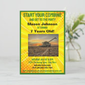 おもしろいトラクター誕生日キッズファーム機器コンバイン 招待状 (スタンド正面)