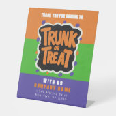おもしろいトランクまたはトリートハロウィンビジネスありがとう 台座サイン (正面)