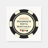 おもしろいトランプのポーカーチップインブラックオフホワイト誕生日 スタンダードカクテルナプキン (正面)