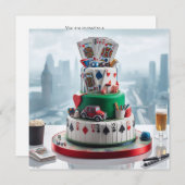 おもしろいトランプのポーカーナイト誕生祝い 招待状 (正面/裏面)