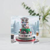 おもしろいトランプのポーカーナイト誕生祝い 招待状 (スタンド正面)