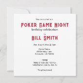 おもしろいトランプのポーカーナイト誕生祝い 招待状 (裏面)