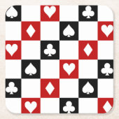 おもしろいトランプのポーカーパーティースーツ模様コースター スクエアペーパーコースター (正面)