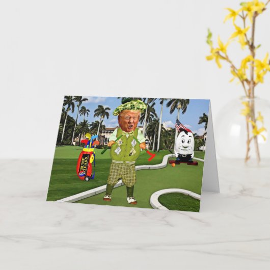 おもしろいトランプ誕生日カード – ゴルフ カード (黄色い花)