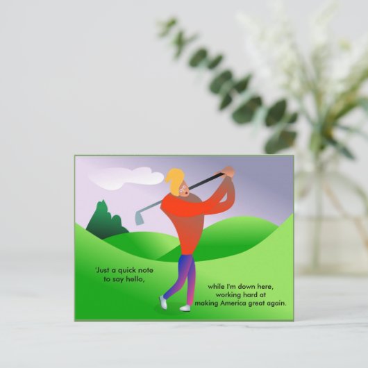 おもしろいトランプ遊の政治はがき ポストカード (スタンド正面)