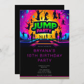 おもしろいトランポリンジャンプパーティー誕生日 招待状 (正面/裏面)