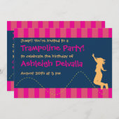 おもしろいトランポリンバースデーパーティ招待状 – ガールズ 招待状 (正面/裏面)