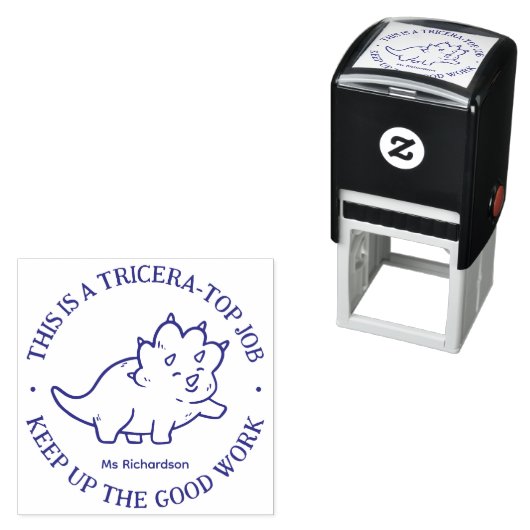 おもしろいトリケラトプス恐竜トップジョブ先生賞賛 セルフインキングスタンプ (インサイチュ)