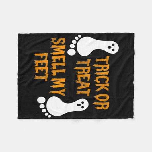 おもしろいトリックオートリートオイ私の足ハロウィーン フリースブランケット (正面(横))