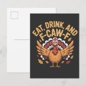 おもしろいトルコの鳥が飲み食いして、F-Caw-Fと鳴く、F-Caw-F鳴き声  インビテーションポストカード (正面/裏面)