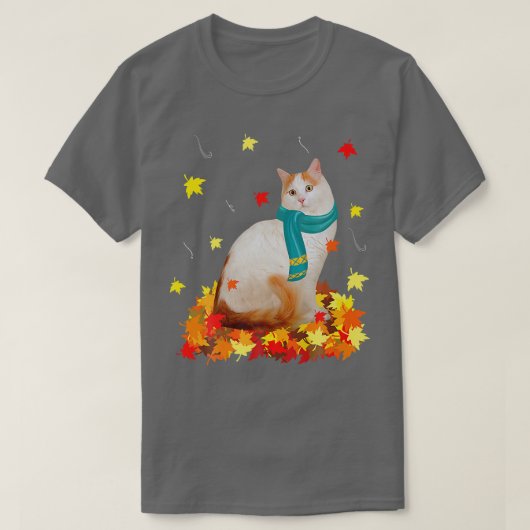 おもしろいトルコヴァンサンクスギビング秋の猫好きギフト Tシャツ (デザイン正面)