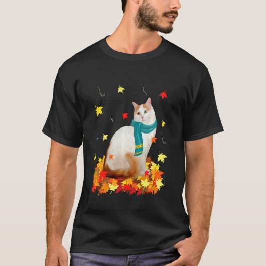 おもしろいトルコヴァンサンクスギビング秋猫好き Tシャツ (正面)