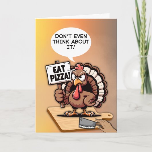 おもしろいトルコ感謝祭食べピザ シーズンカード (正面)