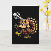おもしろいトルコ猫ニャーメンズレディース子供幸せな感謝祭 カード (黄色い花)