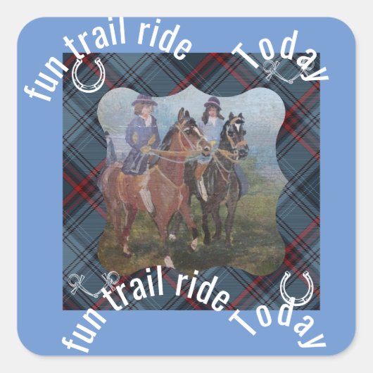 おもしろいトレイルライド今日ステッカー スクエアシール (正面)