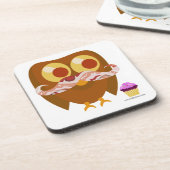 おもしろいトレンディーひげフクロウ漫画のキャラクター コースター (左側)