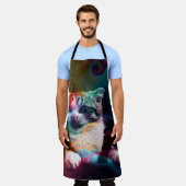 おもしろいトレンディーカラフルキャットアート エプロン (着用した状態)