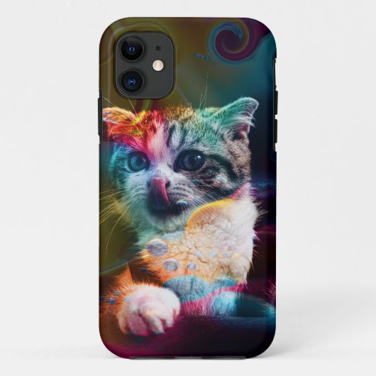 おもしろいトレンディーカラフルキャットアート Case-Mate iPhoneケース (裏面)
