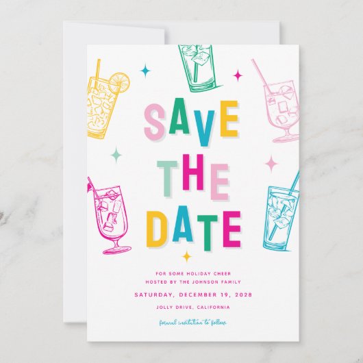 おもしろいトレンディークリスマスパーティー保存日付 シーズンカード (正面)