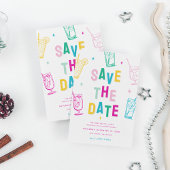 おもしろいトレンディークリスマスパーティー保存日付 シーズンカード