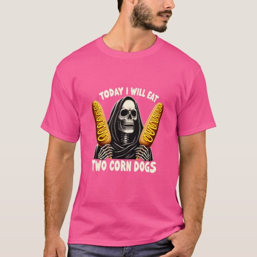 おもしろいトレンディースケルトンミーム今日Iは食べ2つのCo Tシャツ (正面)