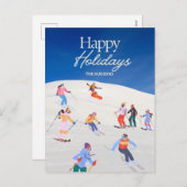 おもしろいトレンディーハッピーホリデイズスキーリゾート シーズンポストカード (正面/裏面)