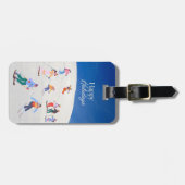 おもしろいトレンディーハッピーホリデイズスキーリゾート ラゲッジタグ (正面横)