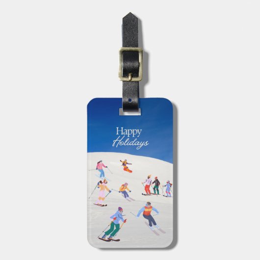 おもしろいトレンディーハッピーホリデイズスキーリゾート ラゲッジタグ (正面縦)