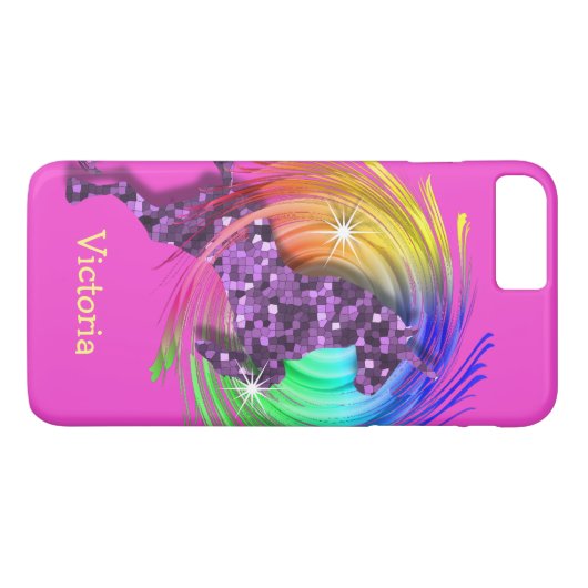 おもしろいトレンディーレインボーユニコパーソナライズされたーン Case-Mate iPhoneケース (裏面(横))